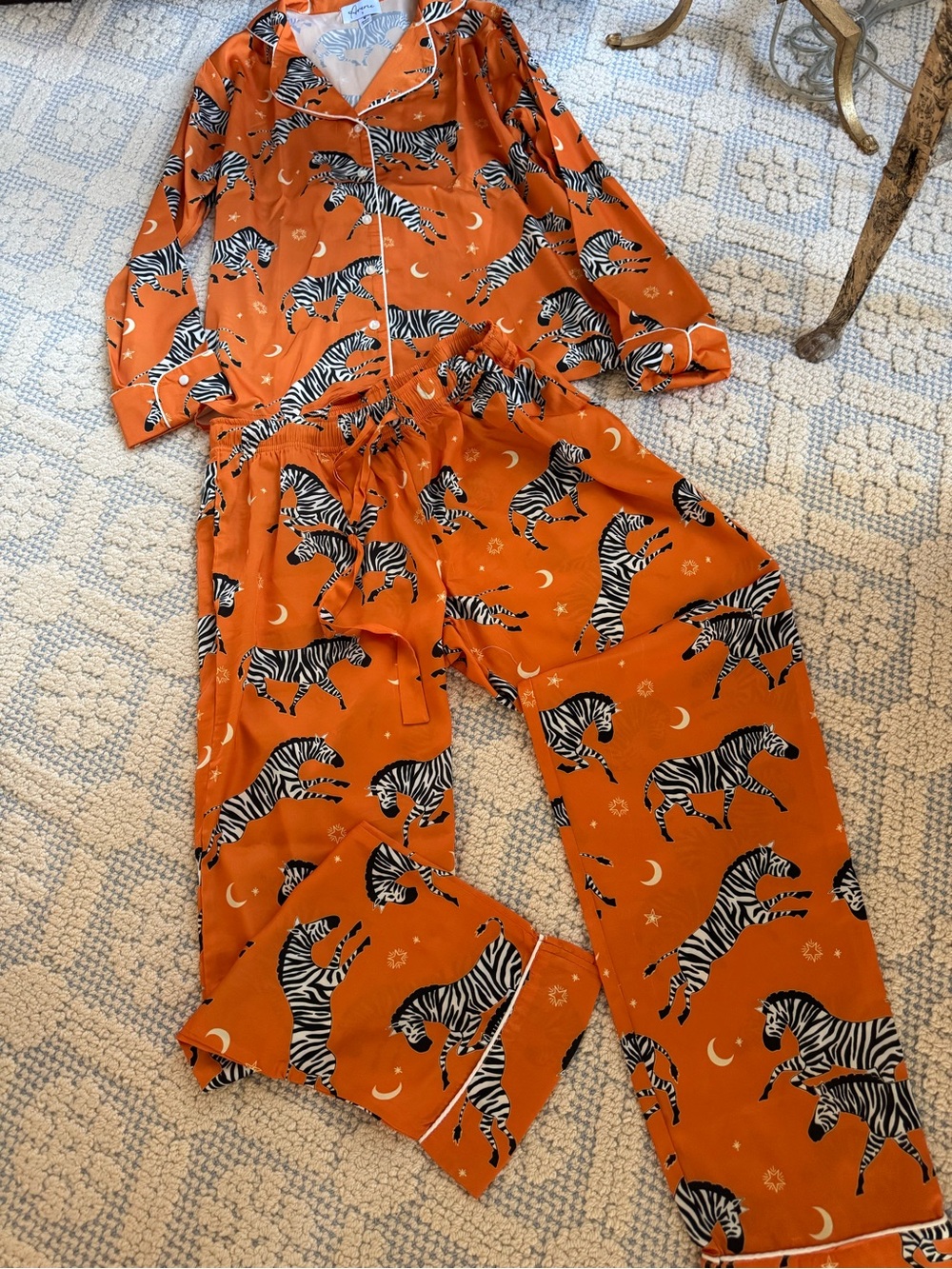 Orange Zebra Print Women's Pajama Set